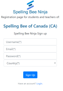 Spelling Bee of Canada signup