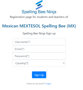 Mexican MEXTESOL Spelling Bee sign up