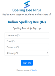 India Spelling Bee signup