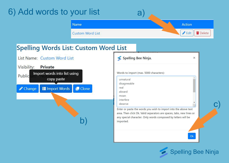 add words to spelling list