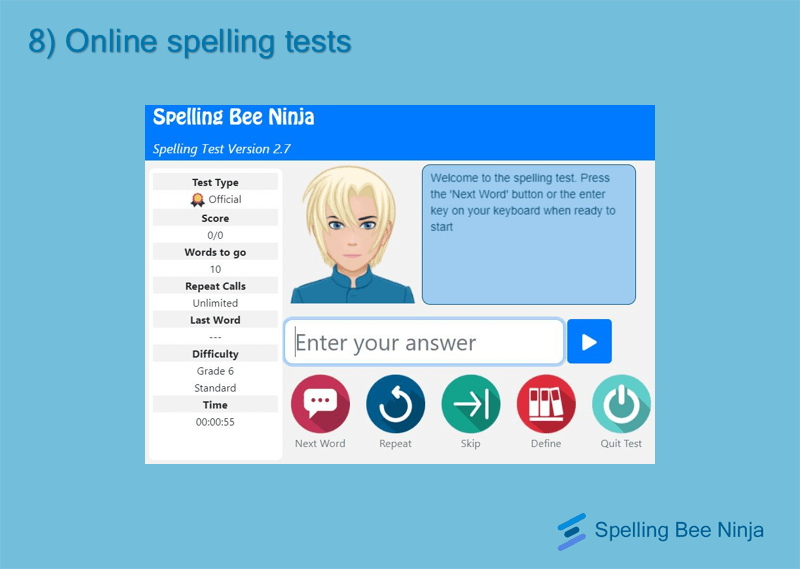 Spelling test and Smart Trainer