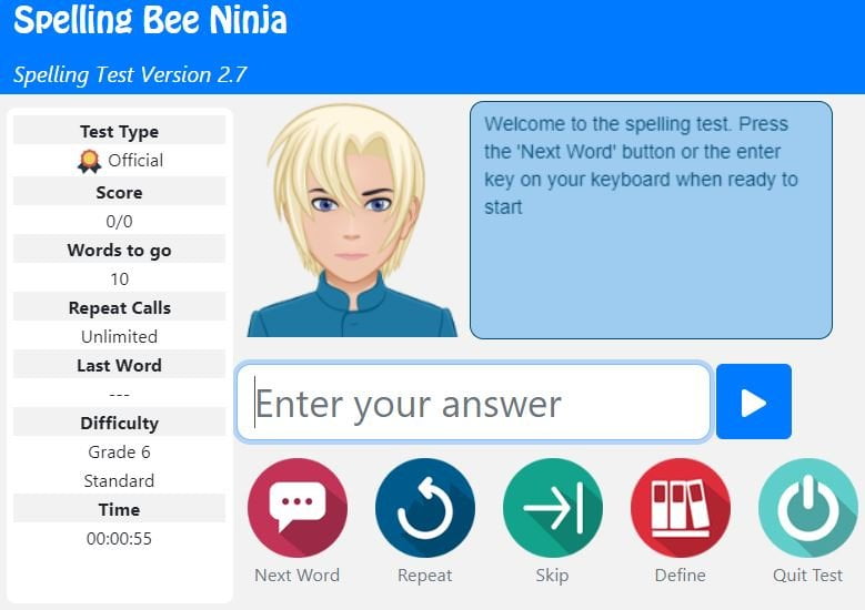 Spelling test app