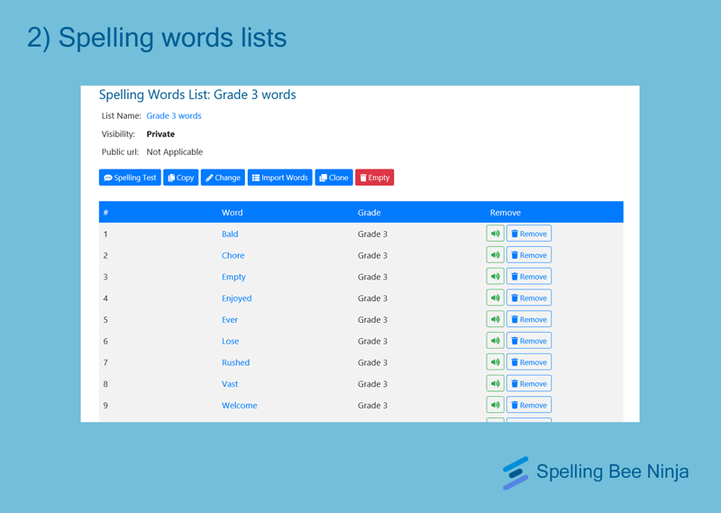spelling words lists