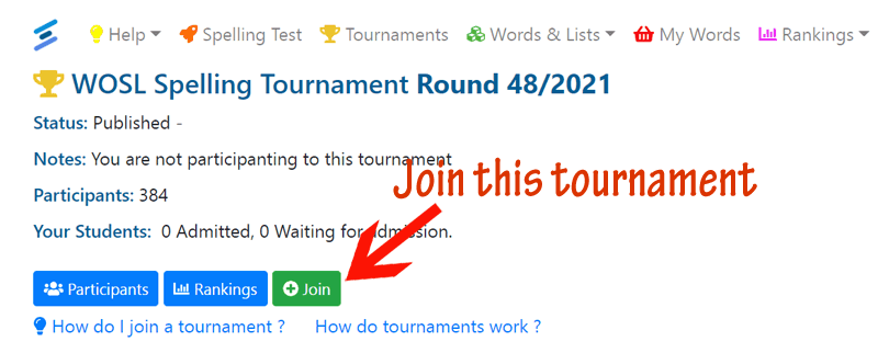 Join a tournament
