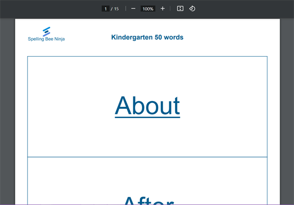 50 Kindergarten spelling bee words every kid should know flash cards