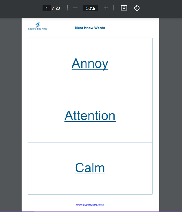 Must know spelling words flashcards