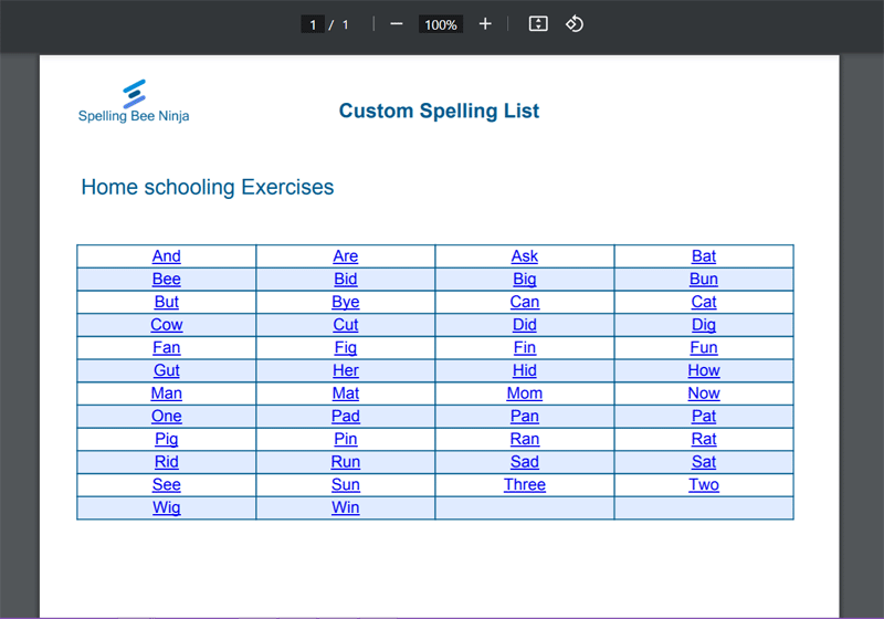spelling exercises
